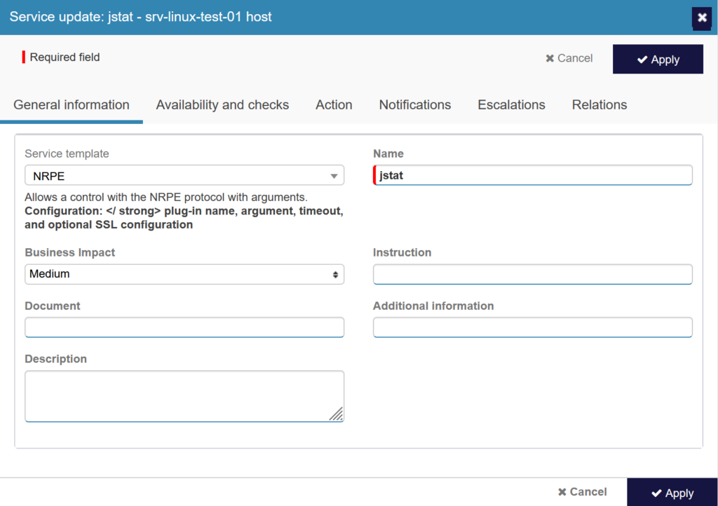 jstat service in EV Observe