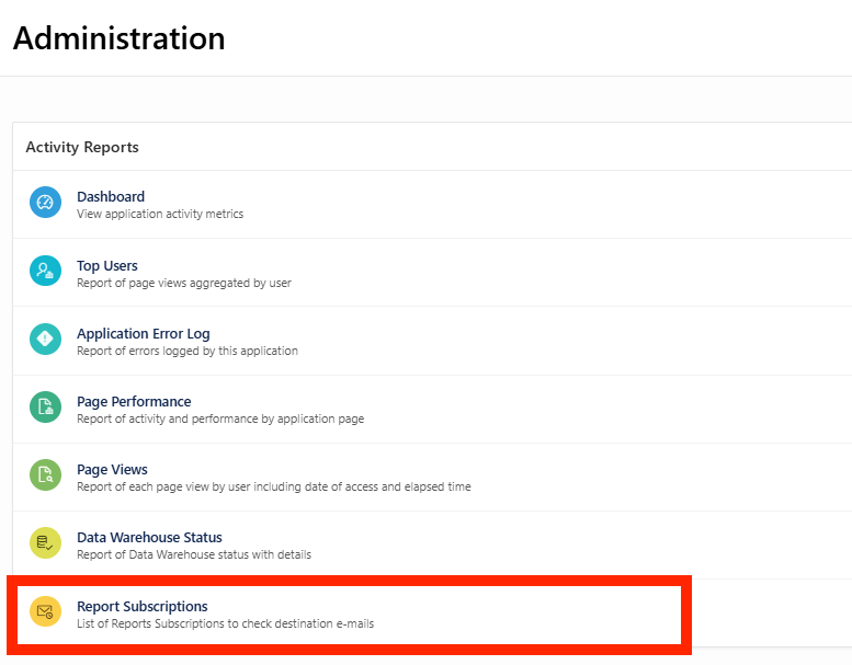 APEX Administration - Activity Reports added with Report Subscriptions