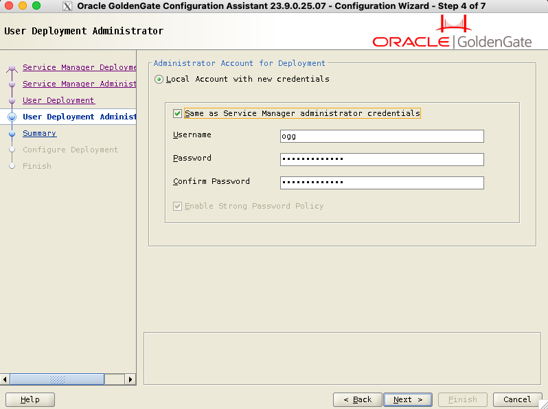 Step 4 out of 7 of GoldenGate graphic installation with oggca.sh