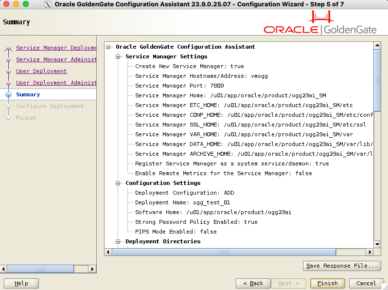 Step 5 out of 7 of GoldenGate graphic installation with oggca.sh