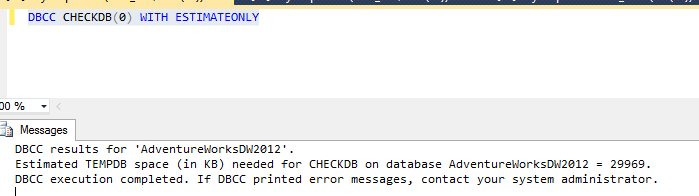 DBCC CHECKDB WITH ESTIMATEONLY for SQL Server 2016