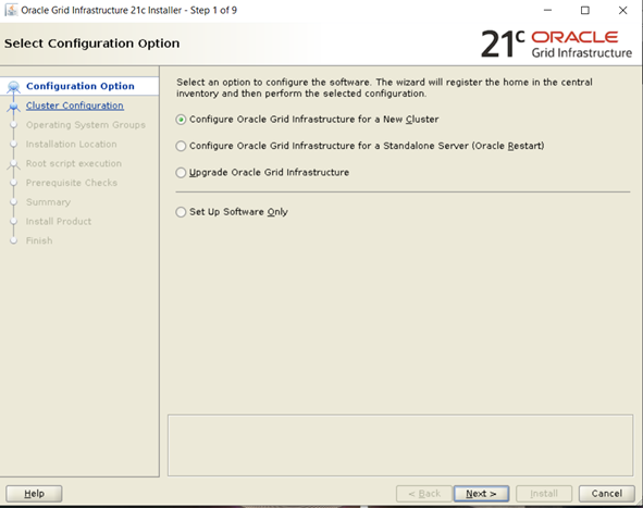 Configure Oracle Grid Infrastructure for a New Cluster