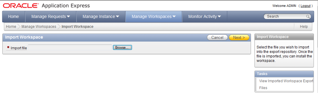 Import Workspace Import Workspace