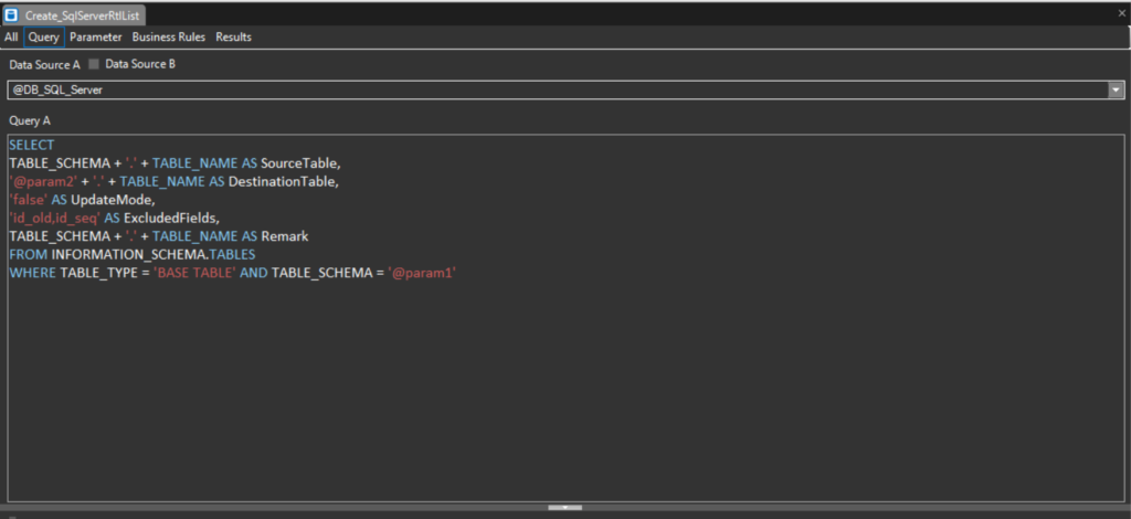 Query for data migration tool