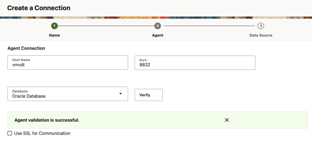 Testing the agent connection from Veridata Web UI