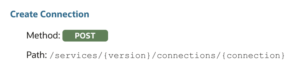 Create Connection endpoint in GoldenGate documentation