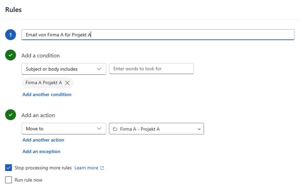 Outlook rule